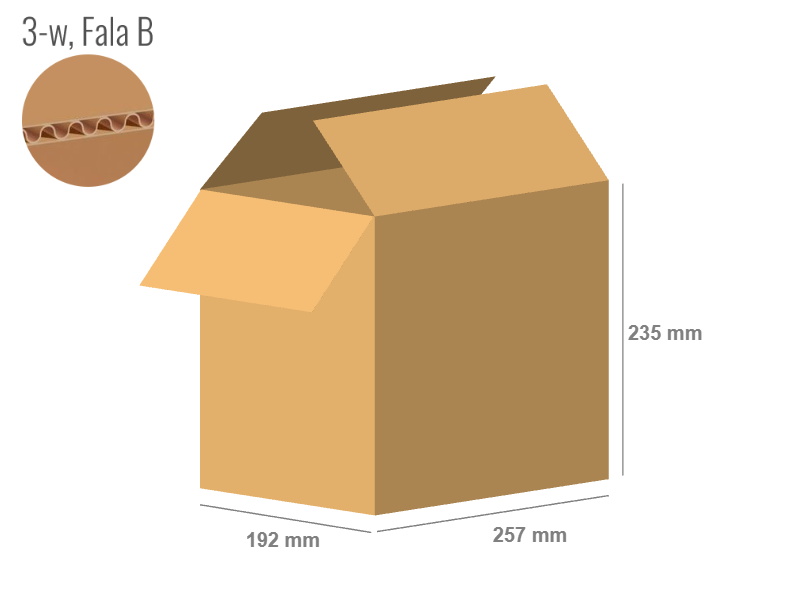 Cardboard box 257x192x235 - with Flaps (Fefco 201) - Single Wall (3-layer)