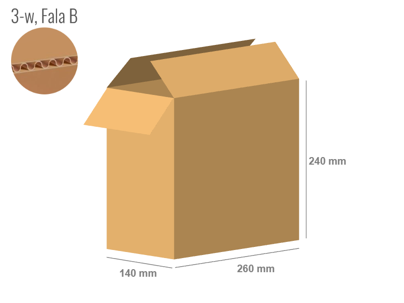 Cardboard box 260x140x240 - with Flaps (Fefco 201) - Single Wall (3-layer)