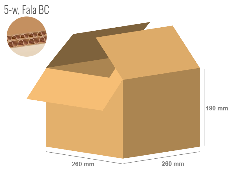 Cardboard box 260x260x190 - with Flaps (Fefco 201) - Double Wall (5-layer)