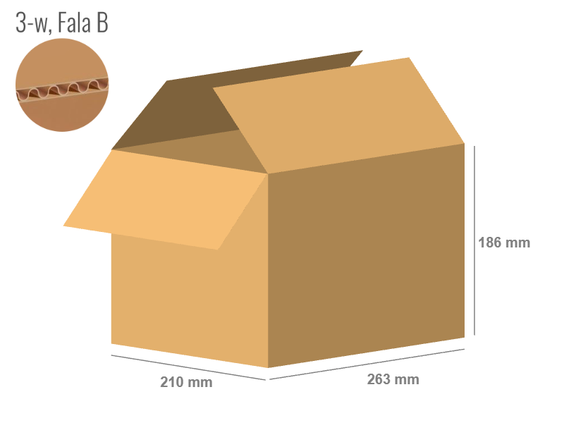 Cardboard box 263x210x186 - with Flaps (Fefco 201) - Single Wall (3-layer)