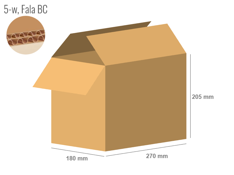 Cardboard box 270x180x205 - with Flaps (Fefco 201) - Double Wall (5-layer)