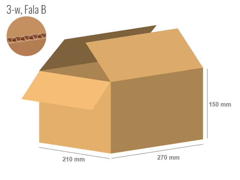 Cardboard box 270x210x150 - with Flaps (Fefco 201) - Single Wall (3-layer)