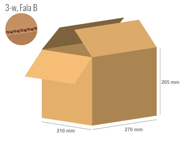 Cardboard box 270x210x205 - with Flaps (Fefco 201) - Single Wall (3-layer)