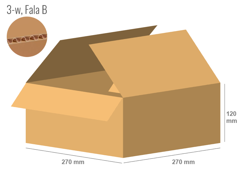 Cardboard box 270x270x120 - with Flaps (Fefco 201) - Single Wall (3-layer)
