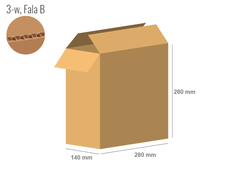 Cardboard box 280x140x280 - with Flaps (Fefco 201) - Single Wall (3-layer)