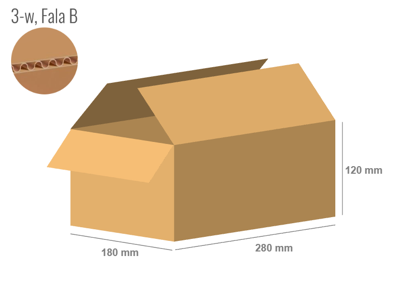 Cardboard box 280x180x120 - with Flaps (Fefco 201) - Single Wall (3-layer)