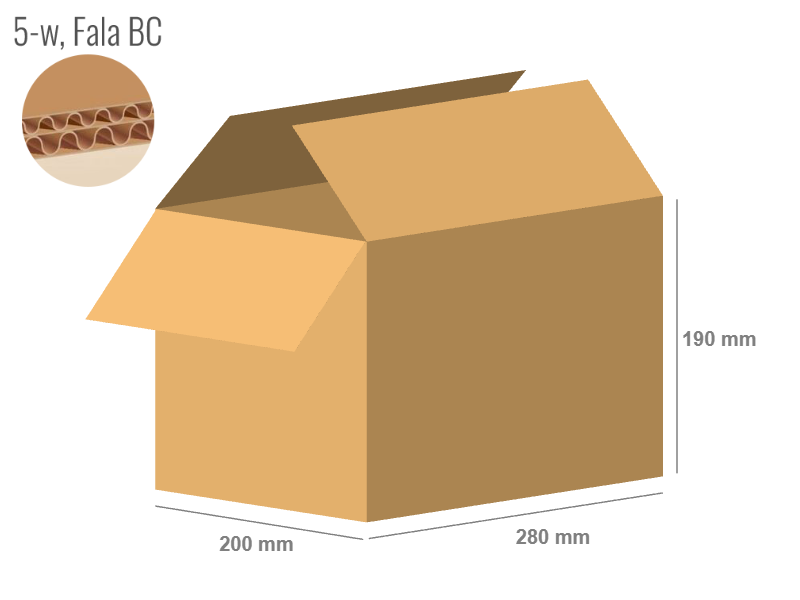 Cardboard box 280x200x190 - with Flaps (Fefco 201) - Double Wall (5-layer)