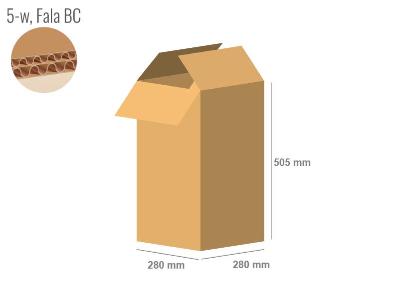 Cardboard box 280x280x505 - with Flaps (Fefco 201) - Double Wall (5-layer)
