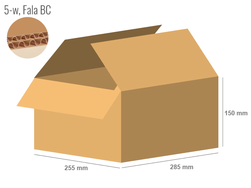 Cardboard box 285x255x150 - with Flaps (Fefco 201) - Double Wall (5-layer)