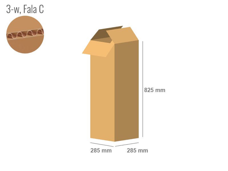 Cardboard box 285x285x825 - with Flaps (Fefco 201) - Single Wall (3-layer)