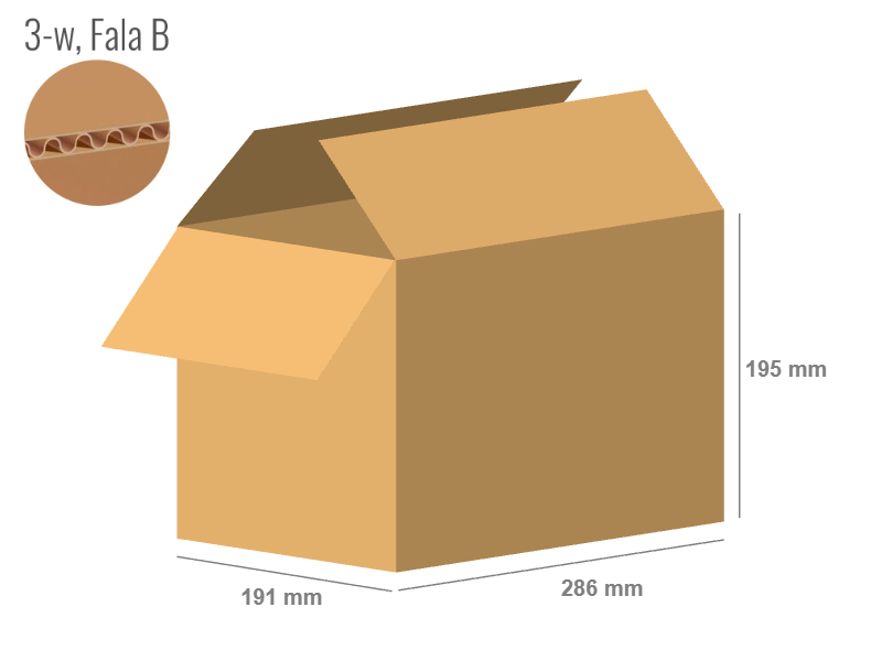 Cardboard box 286x191x195 - with Flaps (Fefco 201) - Single Wall (3-layer)