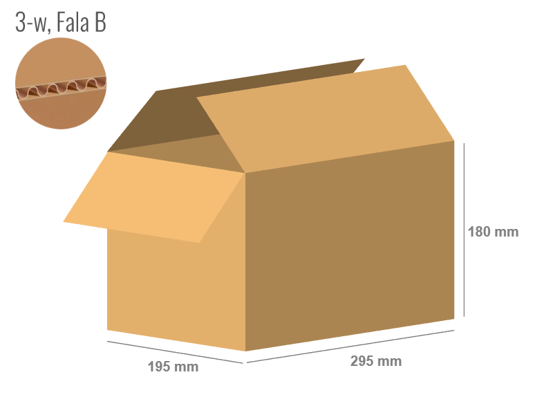 Cardboard box 295x195x180 - with Flaps (Fefco 201) - 3-layer (3w)