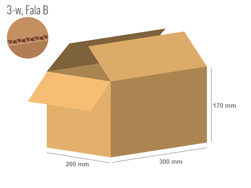 Cardboard box 300x200x170 - with Flaps (Fefco 201) - Single Wall (3-layer)