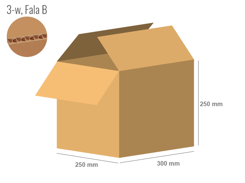 Cardboard box 300x250x250 - with Flaps (Fefco 201) - Single Wall (3-layer)