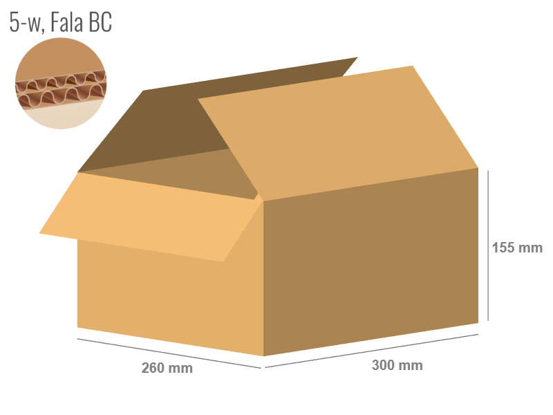 Cardboard box 300x260x155 - with Flaps (Fefco 201) - Double Wall (5-layer)