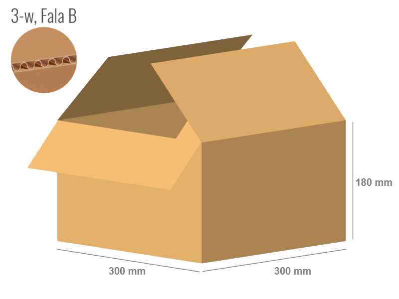 Cardboard box 300x300x180 - with Flaps (Fefco 201) - Single Wall (3-layer)