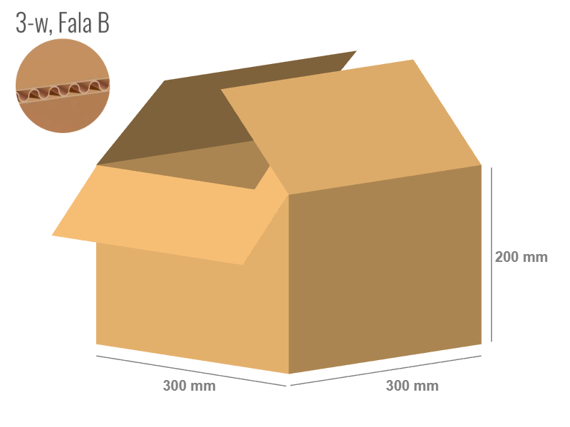 Cardboard box 300x300x200 - with Flaps (Fefco 201) - Single Wall (3-layer)