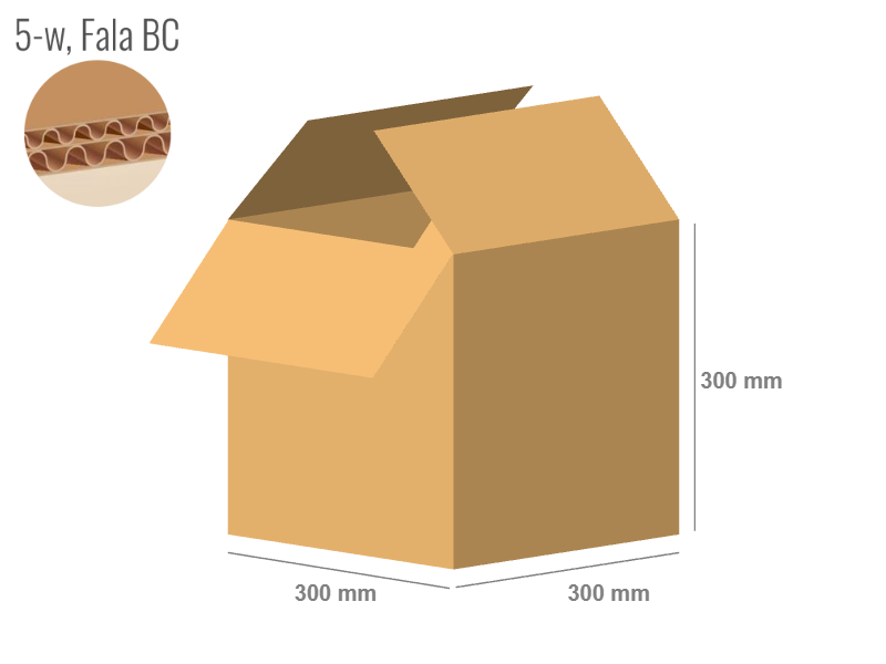 Cardboard box 300x300x300 - with Flaps (Fefco 201) - Double Wall (5-layer)