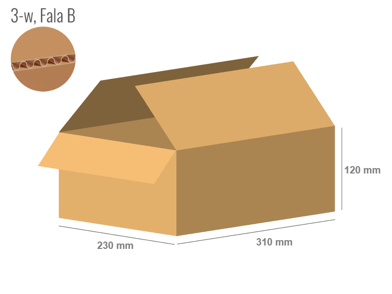Cardboard box 310x230x120 - with Flaps (Fefco 201) - Single Wall (3-layer)