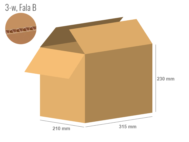 Cardboard box 315x210x230 - with Flaps (Fefco 201) - Single Wall (3-layer)