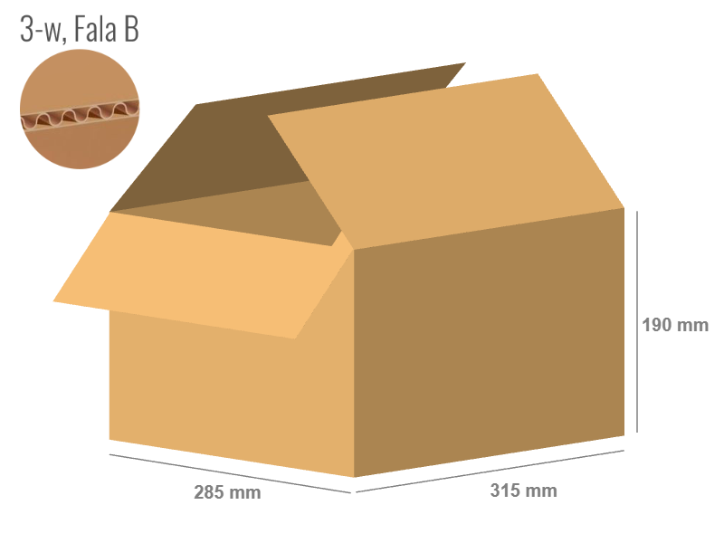 Cardboard box 315x285x190 - with Flaps (Fefco 201) - Single Wall (3-layer)