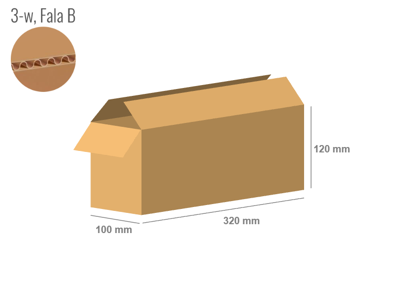 Cardboard box 320x100x120 - with Flaps (Fefco 201) - Single Wall (3-layer)