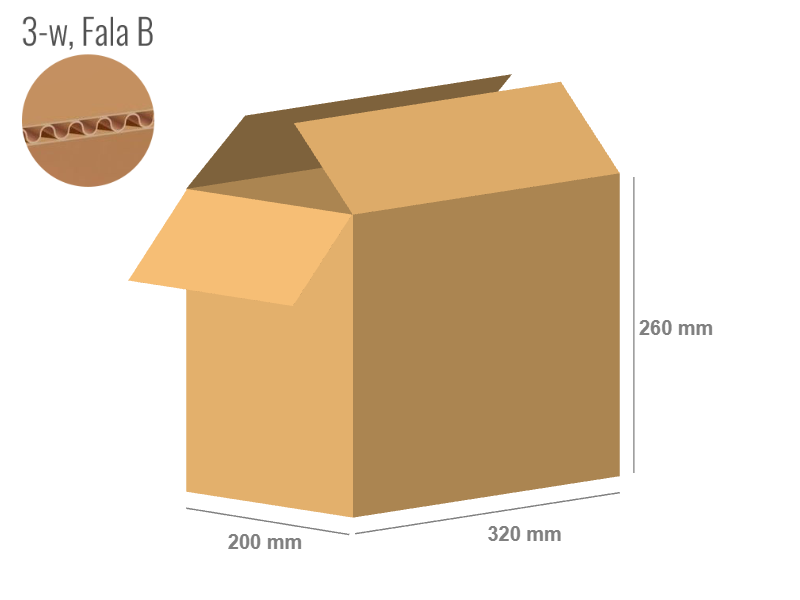 Cardboard box 320x200x260 - with Flaps (Fefco 201) - Single Wall (3-layer)