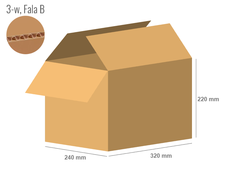 Cardboard box 320x240x220 - with Flaps (Fefco 201) - Single Wall (3-layer)