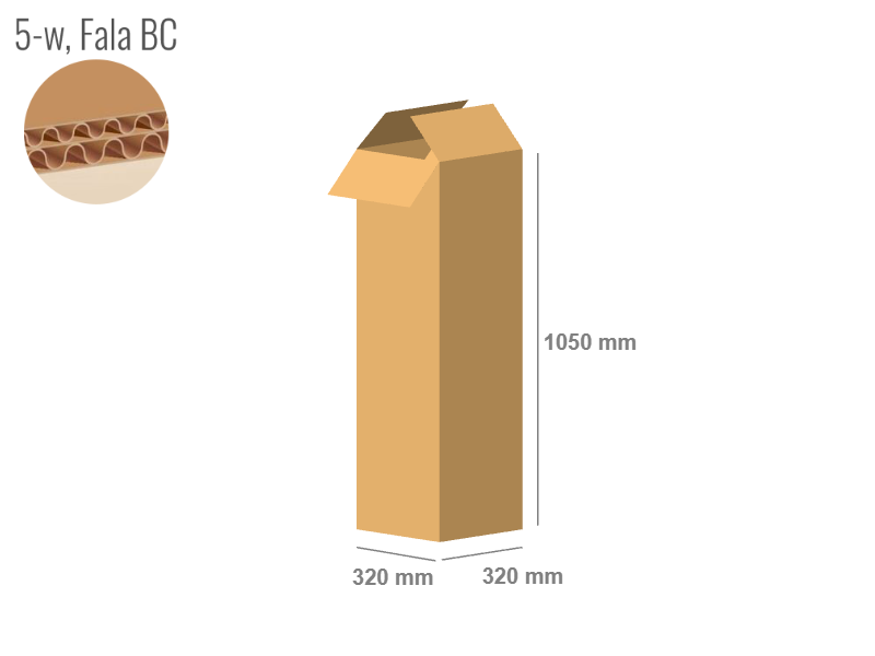 Cardboard box 320x320x1050 - with Flaps (Fefco 201) - Double Wall (5-layer)