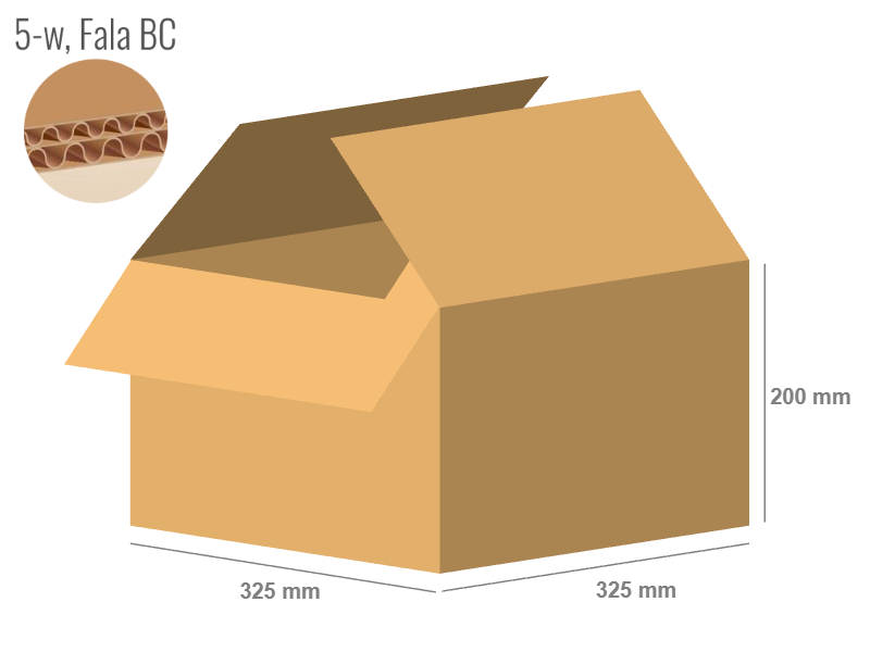 Cardboard box 325x325x200 - with Flaps (Fefco 201) - Double Wall (5-layer)