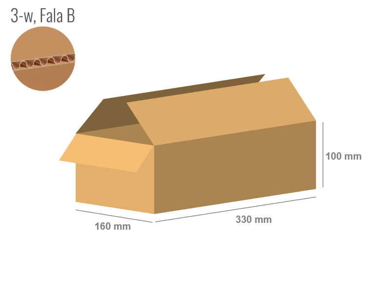 Cardboard box 330x160x100 - with Flaps (Fefco 201) - Single Wall (3-layer)