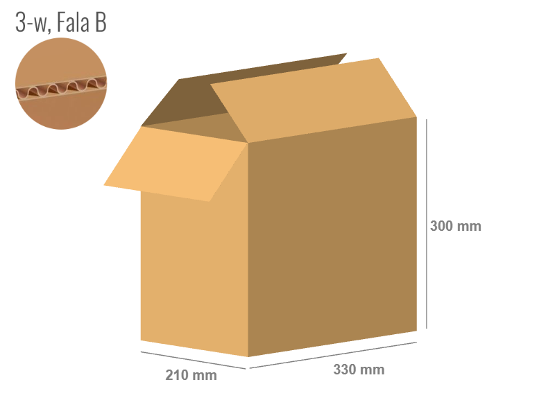 Cardboard box 330x210x300 - with Flaps (Fefco 201) - Single Wall (3-layer)