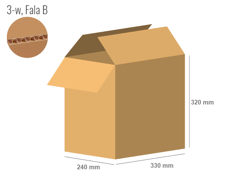 Cardboard box 330x240x320 - with Flaps (Fefco 201) - Single Wall (3-layer)
