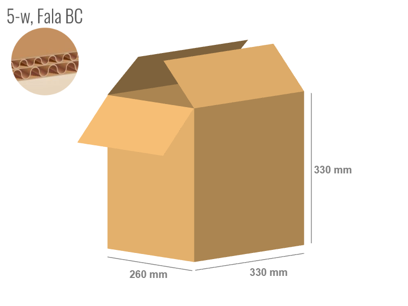 Cardboard box 330x260x330 - with Flaps (Fefco 201) - Double Wall (5-layer)