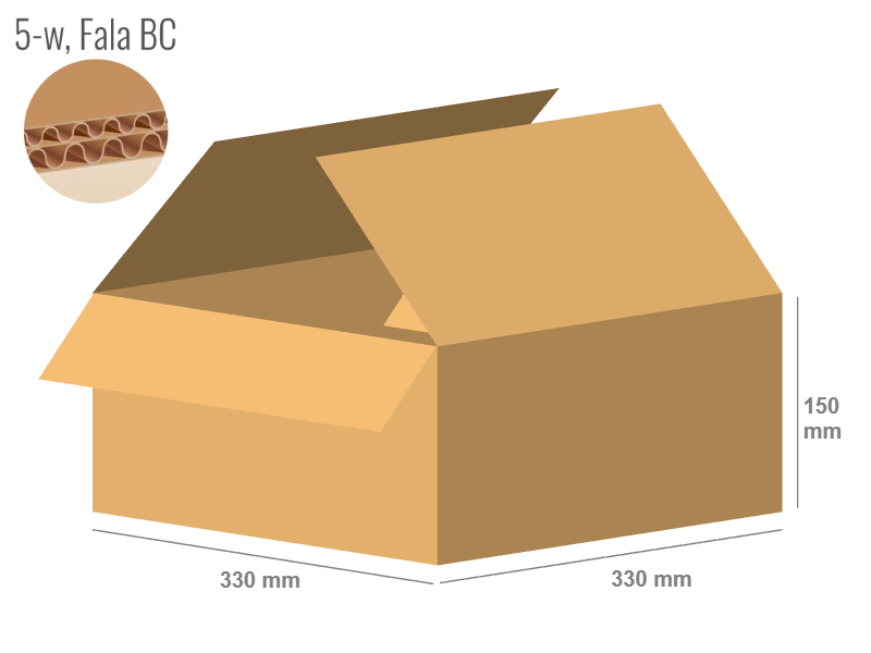 Cardboard box 330x330x150 - with Flaps (Fefco 201) - Double Wall (5-layer)
