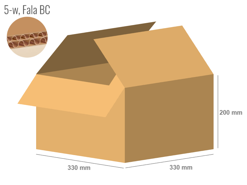 Cardboard box 330x330x200 - with Flaps (Fefco 201) - Double Wall (5-layer)