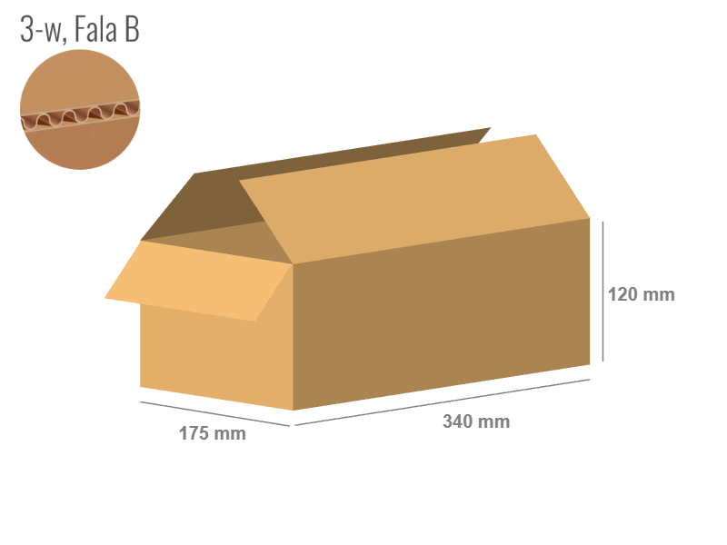 Cardboard box 340x175x120 - with Flaps (Fefco 201) - Single Wall (3-layer)