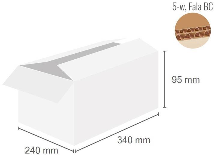 Cardboard box 340x240x95 - with Flaps (Fefco 201) - 5-layer (5w)