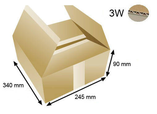 Cardboard box 340x245x90 - with Flaps (Fefco 201) - 3-layer (3w)