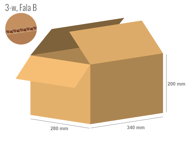 Cardboard box 340x280x200 - with Flaps (Fefco 201) - Single Wall (3-layer)