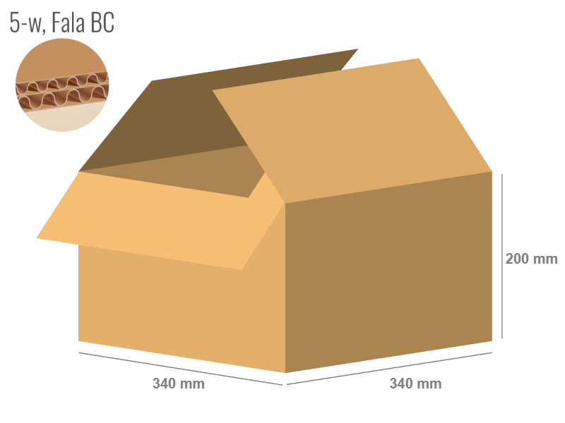 Cardboard box 340x340x200 - with Flaps (Fefco 201) - Double Wall (5-layer)