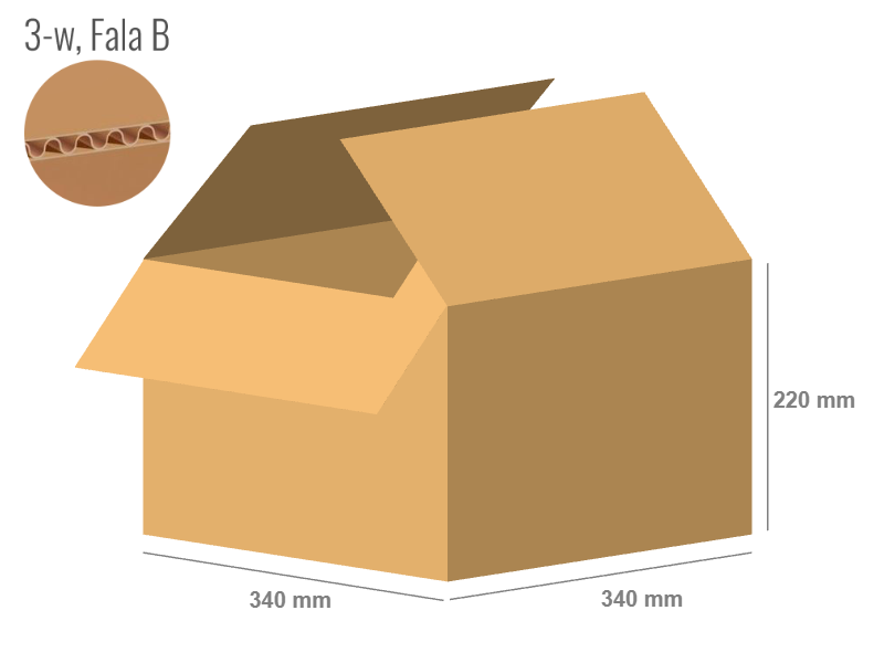 Cardboard box 340x340x220 - with Flaps (Fefco 201) - Single Wall (3-layer)