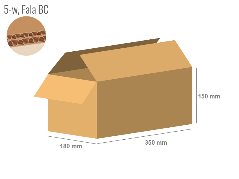 Cardboard box 350x180x150 - with Flaps (Fefco 201) - Double Wall (5-layer)