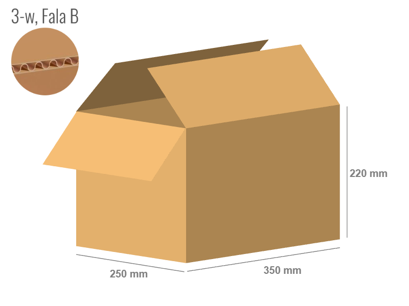 Cardboard box 350x250x220 - with Flaps (Fefco 201) - Single Wall (3-layer)