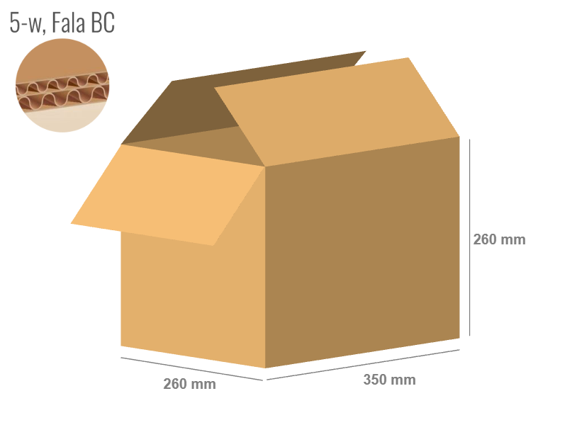 Cardboard box 350x260x260 - with Flaps (Fefco 201) - Double Wall (5-layer)