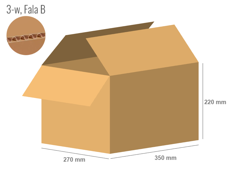 Cardboard box 350x270x220 - with Flaps (Fefco 201) - Single Wall (3-layer)