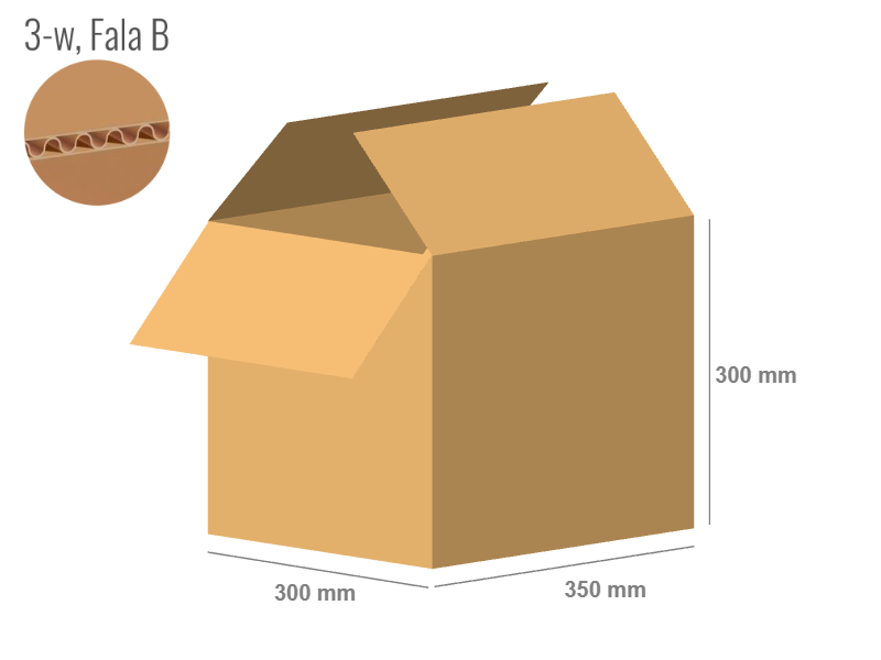 Cardboard box 350x300x300 - with Flaps (Fefco 201) - Single Wall (3-layer)