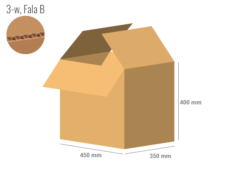 Cardboard box 350x450x400 - with Flaps (Fefco 201) - Single Wall (3-layer)