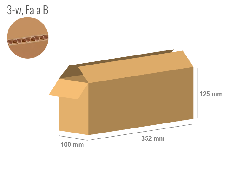 Cardboard box 352x100x125 - with Flaps (Fefco 201) - Single Wall (3-layer)