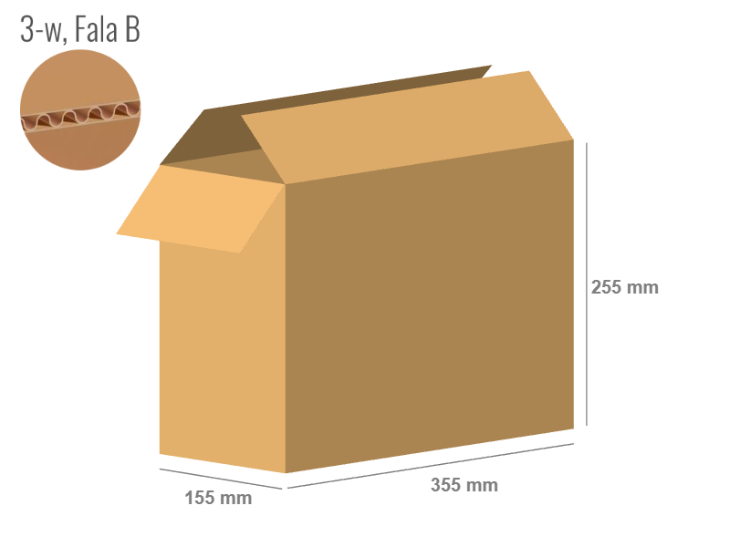 Cardboard box 355x155x255 - with Flaps (Fefco 201) - Single Wall (3-layer)